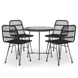 vidaXL 5-tlg. Garten-Essgruppe Schwarz Poly Rattan