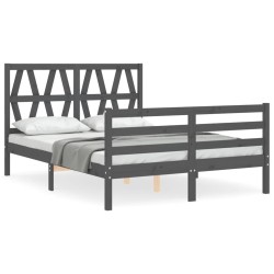 vidaXL Massivholzbett mit Kopfteil Grau 120x200 cm