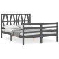 vidaXL Massivholzbett mit Kopfteil Grau 120x200 cm vidaXL Massivholzbett mit Kopfteil Grau 120x200 cm
