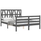 vidaXL Massivholzbett mit Kopfteil Grau 120x200 cm vidaXL Massivholzbett mit Kopfteil Grau 120x200 cm