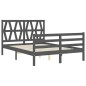 vidaXL Massivholzbett mit Kopfteil Grau 120x200 cm vidaXL Massivholzbett mit Kopfteil Grau 120x200 cm