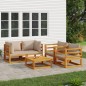 vidaXL 5-tlg. Garten-Lounge-Set mit Taupe Kissen Massivholz vidaXL 5-tlg. Garten-Lounge-Set mit Taupe Kissen Massivholz