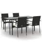 vidaXL 5-tlg. Garten-Essgruppe mit Kissen Schwarz Poly Rattan vidaXL 5-tlg. Garten-Essgruppe mit Kissen Schwarz Poly Rattan