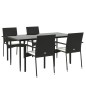 vidaXL 5-tlg. Garten-Essgruppe mit Kissen Schwarz Poly Rattan vidaXL 5-tlg. Garten-Essgruppe mit Kissen Schwarz Poly Rattan