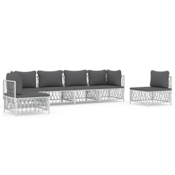 vidaXL 6-tlg. Garten-Lounge-Set mit Kissen Weiß Stahl