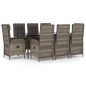 vidaXL 9-tlg. Garten-Essgruppe mit Kissen Schwarz und Grau Poly Rattan vidaXL 9-tlg. Garten-Essgruppe mit Kissen Schwarz und Grau Poly Rattan