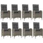 vidaXL 9-tlg. Garten-Essgruppe mit Kissen Schwarz und Grau Poly Rattan vidaXL 9-tlg. Garten-Essgruppe mit Kissen Schwarz und Grau Poly Rattan