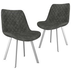 Esszimmerstühle 2 Stk. Grau Wildleder-Optik