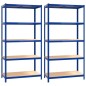vidaXL Regale mit 5 Böden 2 Stk. Blau Stahl & Holzwerkstoff vidaXL Regale mit 5 Böden 2 Stk. Blau Stahl & Holzwerkstoff