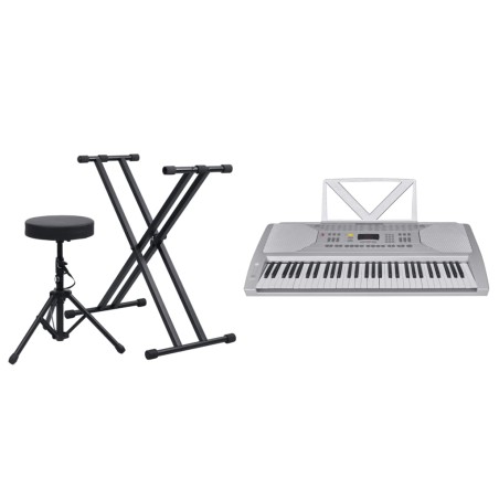 vidaXL Elektrisches Keyboard-Set mit 61 Tasten Silbern und Schwarz