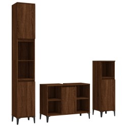 vidaXL 3-tlg. Badmöbel-Set Braun Eichen-Optik Holzwerkstoff