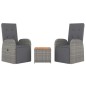 vidaXL 3-tlg. Garten-Lounge-Set Grau Poly Rattan & Massivholz Akazie vidaXL 3-tlg. Garten-Lounge-Set Grau Poly Rattan & Massivholz Akazie