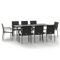 vidaXL 9-tlg. Garten-Essgruppe mit Kissen Schwarz Poly Rattan vidaXL 9-tlg. Garten-Essgruppe mit Kissen Schwarz Poly Rattan