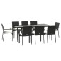 vidaXL 9-tlg. Garten-Essgruppe mit Kissen Schwarz Poly Rattan vidaXL 9-tlg. Garten-Essgruppe mit Kissen Schwarz Poly Rattan