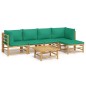 vidaXL 6-tlg. Garten-Lounge-Set mit Grünen Kissen Bambus vidaXL 6-tlg. Garten-Lounge-Set mit Grünen Kissen Bambus