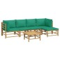 vidaXL 6-tlg. Garten-Lounge-Set mit Grünen Kissen Bambus vidaXL 6-tlg. Garten-Lounge-Set mit Grünen Kissen Bambus