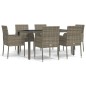 vidaXL 7-tlg. Garten-Essgruppe mit Kissen Grau Poly Rattan vidaXL 7-tlg. Garten-Essgruppe mit Kissen Grau Poly Rattan