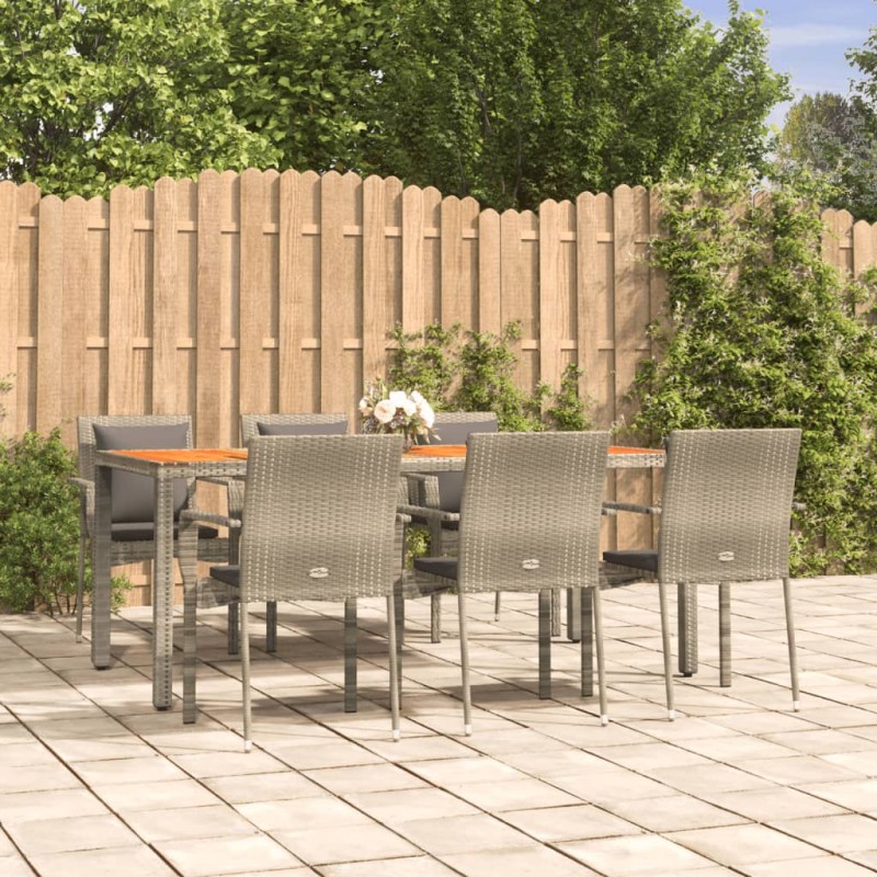 vidaXL 7-tlg. Garten-Essgruppe mit Kissen Grau Poly Rattan vidaXL 7-tlg. Garten-Essgruppe mit Kissen Grau Poly Rattan