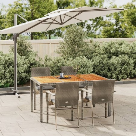 vidaXL 5-tlg. Garten-Essgruppe mit Kissen Grau Poly Rattan
