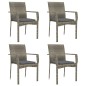 vidaXL 5-tlg. Garten-Essgruppe mit Kissen Grau Poly Rattan vidaXL 5-tlg. Garten-Essgruppe mit Kissen Grau Poly Rattan