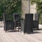 vidaXL 5-tlg. Garten-Essgruppe mit Kissen Schwarz Poly Rattan vidaXL 5-tlg. Garten-Essgruppe mit Kissen Schwarz Poly Rattan