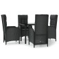 vidaXL 5-tlg. Garten-Essgruppe mit Kissen Schwarz Poly Rattan vidaXL 5-tlg. Garten-Essgruppe mit Kissen Schwarz Poly Rattan