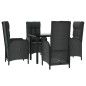 vidaXL 5-tlg. Garten-Essgruppe mit Kissen Schwarz Poly Rattan vidaXL 5-tlg. Garten-Essgruppe mit Kissen Schwarz Poly Rattan