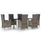vidaXL 7-tlg. Garten-Essgruppe mit Kissen Schwarz und Grau Poly Rattan vidaXL 7-tlg. Garten-Essgruppe mit Kissen Schwarz und Grau Poly Rattan