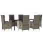 vidaXL 7-tlg. Garten-Essgruppe mit Kissen Schwarz und Grau Poly Rattan vidaXL 7-tlg. Garten-Essgruppe mit Kissen Schwarz und Grau Poly Rattan