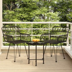 vidaXL 3-tlg. Garten-Essgruppe Schwarz Poly Rattan