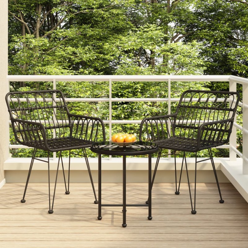 vidaXL 3-tlg. Garten-Essgruppe Schwarz Poly Rattan vidaXL 3-tlg. Garten-Essgruppe Schwarz Poly Rattan