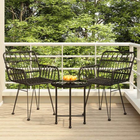 vidaXL 3-tlg. Garten-Essgruppe Schwarz Poly Rattan