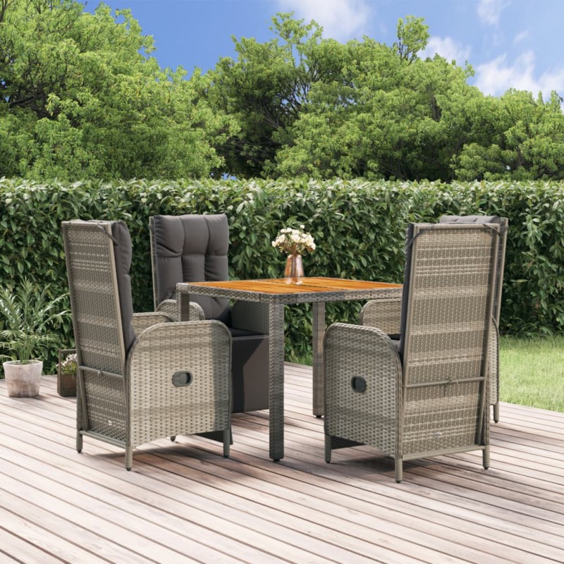vidaXL 5-tlg. Garten-Essgruppe mit Kissen Grau Poly Rattan vidaXL 5-tlg. Garten-Essgruppe mit Kissen Grau Poly Rattan