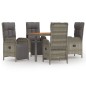 vidaXL 5-tlg. Garten-Essgruppe mit Kissen Grau Poly Rattan vidaXL 5-tlg. Garten-Essgruppe mit Kissen Grau Poly Rattan