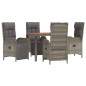vidaXL 5-tlg. Garten-Essgruppe mit Kissen Grau Poly Rattan vidaXL 5-tlg. Garten-Essgruppe mit Kissen Grau Poly Rattan