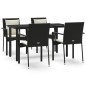 vidaXL 5-tlg. Garten-Essgruppe mit Kissen Schwarz Poly Rattan vidaXL 5-tlg. Garten-Essgruppe mit Kissen Schwarz Poly Rattan