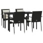 vidaXL 5-tlg. Garten-Essgruppe mit Kissen Schwarz Poly Rattan vidaXL 5-tlg. Garten-Essgruppe mit Kissen Schwarz Poly Rattan
