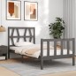 vidaXL Massivholzbett mit Kopfteil Grau 90x200 cm vidaXL Massivholzbett mit Kopfteil Grau 90x200 cm