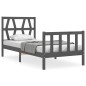 vidaXL Massivholzbett mit Kopfteil Grau 90x200 cm vidaXL Massivholzbett mit Kopfteil Grau 90x200 cm