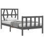 vidaXL Massivholzbett mit Kopfteil Grau 90x200 cm vidaXL Massivholzbett mit Kopfteil Grau 90x200 cm