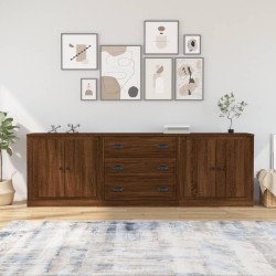 vidaXL Sideboards 3 Stk. Braun Eichen-Optik Holzwerkstoff