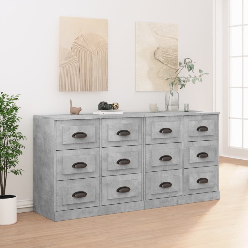 vidaXL Sideboards 2 Stk. Betongrau Holzwerkstoff vidaXL Sideboards 2 Stk. Betongrau Holzwerkstoff