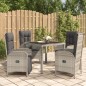 vidaXL 5-tlg. Garten-Essgruppe mit Kissen Grau Poly Rattan vidaXL 5-tlg. Garten-Essgruppe mit Kissen Grau Poly Rattan