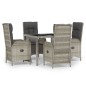 vidaXL 5-tlg. Garten-Essgruppe mit Kissen Grau Poly Rattan vidaXL 5-tlg. Garten-Essgruppe mit Kissen Grau Poly Rattan