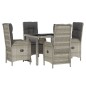 vidaXL 5-tlg. Garten-Essgruppe mit Kissen Grau Poly Rattan vidaXL 5-tlg. Garten-Essgruppe mit Kissen Grau Poly Rattan