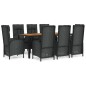 vidaXL 9-tlg. Garten-Essgruppe mit Kissen Schwarz Poly Rattan vidaXL 9-tlg. Garten-Essgruppe mit Kissen Schwarz Poly Rattan