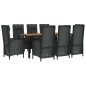 vidaXL 9-tlg. Garten-Essgruppe mit Kissen Schwarz Poly Rattan vidaXL 9-tlg. Garten-Essgruppe mit Kissen Schwarz Poly Rattan
