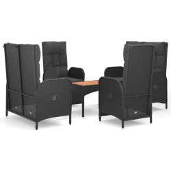 vidaXL 5-tlg. Garten-Essgruppe mit Kissen Schwarz Poly Rattan