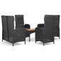 vidaXL 5-tlg. Garten-Essgruppe mit Kissen Schwarz Poly Rattan vidaXL 5-tlg. Garten-Essgruppe mit Kissen Schwarz Poly Rattan
