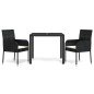 vidaXL 3-tlg. Garten-Essgruppe mit Kissen Schwarz Poly Rattan vidaXL 3-tlg. Garten-Essgruppe mit Kissen Schwarz Poly Rattan